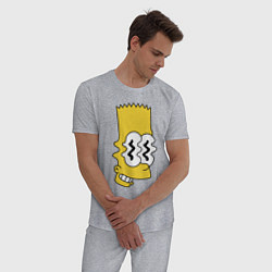 Пижама хлопковая мужская Bart Simpson - glitch, цвет: меланж — фото 2