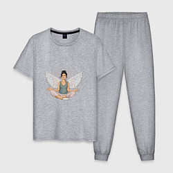Пижама хлопковая мужская Ангельская медитация домохозяйки, цвет: меланж
