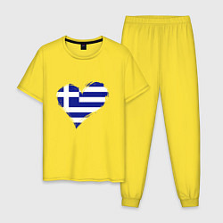Пижама хлопковая мужская Сердце - Греция, цвет: желтый