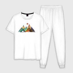 Пижама хлопковая мужская Внутри гор, цвет: белый