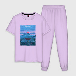 Пижама хлопковая мужская Закат в Цусиме, цвет: лаванда