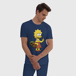 Пижама хлопковая мужская Lisa Simpson с гусеницей на даче, цвет: тёмно-синий — фото 2