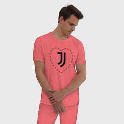 Пижама хлопковая мужская Лого Juventus в сердечке, цвет: коралловый — фото 2