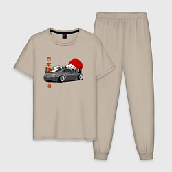 Пижама хлопковая мужская Nissan 350Z Back View, цвет: миндальный