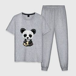 Пижама хлопковая мужская Футбол - Панда, цвет: меланж