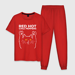 Пижама хлопковая мужская Red Hot Chili Peppers rock cat, цвет: красный