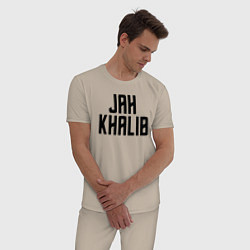 Пижама хлопковая мужская Jah Khalib - ЛОГО, цвет: миндальный — фото 2