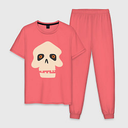 Пижама хлопковая мужская Смешная черепушка, цвет: коралловый