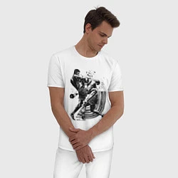 Пижама хлопковая мужская Кикбоксинг, цвет: белый — фото 2
