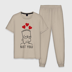 Пижама хлопковая мужская Bart Simpson - not you!, цвет: миндальный