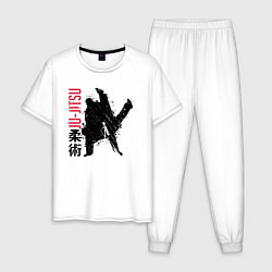 Пижама хлопковая мужская Jiu-jitsu splashes, цвет: белый