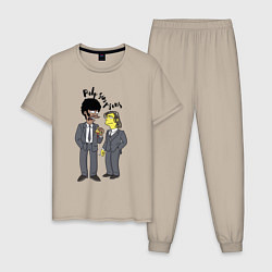 Пижама хлопковая мужская Pulp Simpsons - Tarantino, цвет: миндальный