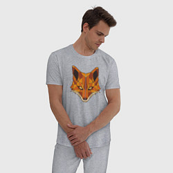 Пижама хлопковая мужская Голова лисы-полигональ, цвет: меланж — фото 2