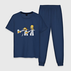 Пижама хлопковая мужская Гомер и Барни: Криминальное чтиво, цвет: тёмно-синий