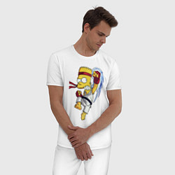 Пижама хлопковая мужская Боец Барт Симпсон - чёрный пояс, цвет: белый — фото 2