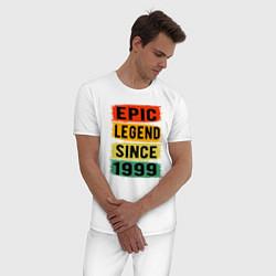 Пижама хлопковая мужская Эпичный Легендарный с 1999, цвет: белый — фото 2