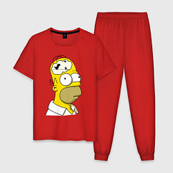 Пижама хлопковая мужская Гомер Симпсон - нет подключения к интернету, цвет: красный