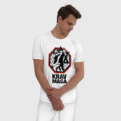 Пижама хлопковая мужская Krav-maga ring, цвет: белый — фото 2