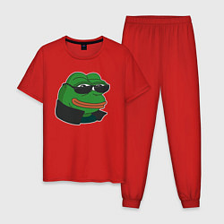 Пижама хлопковая мужская Лягушонок Пепе крутой, цвет: красный
