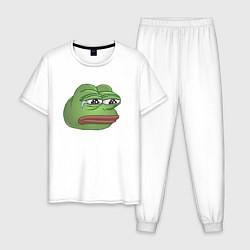Пижама хлопковая мужская Sad Pepe art, цвет: белый