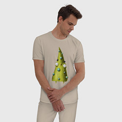 Пижама хлопковая мужская Удивленная елочка, цвет: миндальный — фото 2
