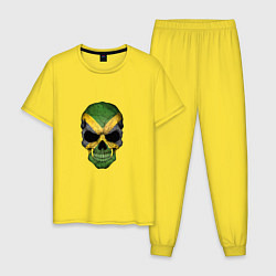 Пижама хлопковая мужская Череп - Ямайка, цвет: желтый