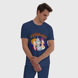 Пижама хлопковая мужская Fry Bender Leela, цвет: тёмно-синий — фото 2