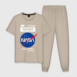 Пижама хлопковая мужская Nasa - Logo, цвет: миндальный