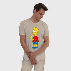Пижама хлопковая мужская Хулиган Барт Симпсон, цвет: миндальный — фото 2