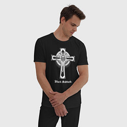 Пижама хлопковая мужская Black sabbath крест, цвет: черный — фото 2