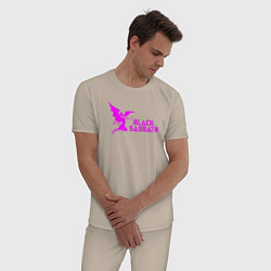 Пижама хлопковая мужская Блэк Саббат эмблема, цвет: миндальный — фото 2
