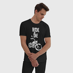 Пижама хлопковая мужская Ride or Die винтаж, цвет: черный — фото 2