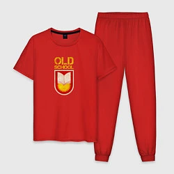 Пижама хлопковая мужская Old School emblem, цвет: красный