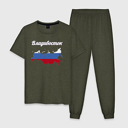 Пижама хлопковая мужская Владивосток Приморский край, цвет: меланж-хаки