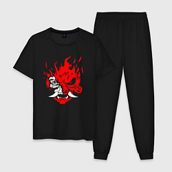 Пижама хлопковая мужская Demon Oni - Cyberpunk 2077, цвет: черный