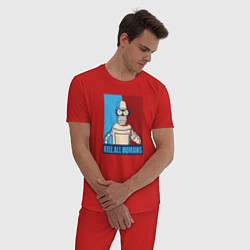 Пижама хлопковая мужская Bender Futurama, цвет: красный — фото 2