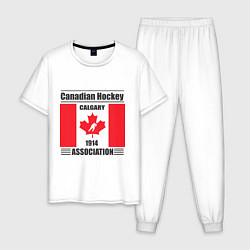 Пижама хлопковая мужская Федерация хоккея Канады, цвет: белый