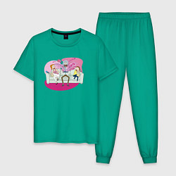 Пижама хлопковая мужская Summer, Rick, Morty and monster, цвет: зеленый