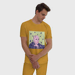 Пижама хлопковая мужская Виноградный взрыв, цвет: горчичный — фото 2