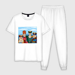 Пижама хлопковая мужская Остров сокровищ мы с пацанами мем, цвет: белый