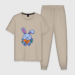 Пижама хлопковая мужская Любитель морковки, цвет: миндальный