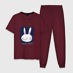 Пижама хлопковая мужская Funny - Bunny, цвет: меланж-бордовый