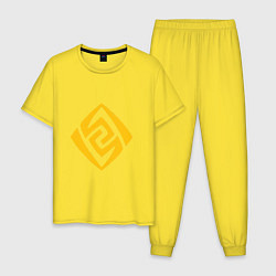 Пижама хлопковая мужская Гео Genshin Impact, цвет: желтый