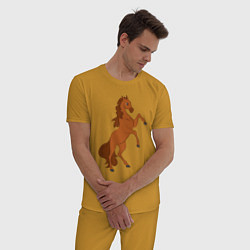 Пижама хлопковая мужская Лошадка на задних ногах, цвет: горчичный — фото 2
