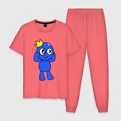 Пижама хлопковая мужская Rainbow Friends, цвет: коралловый