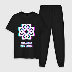 Пижама хлопковая мужская Breaking Benjamin glitch rock, цвет: черный