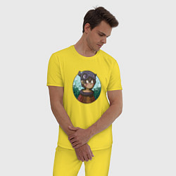 Пижама хлопковая мужская Рэг, цвет: желтый — фото 2