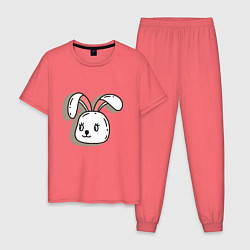 Пижама хлопковая мужская Bunny Face, цвет: коралловый