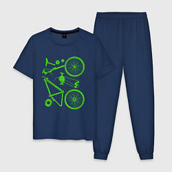 Пижама хлопковая мужская Детали велосипеда, цвет: тёмно-синий