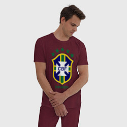 Пижама хлопковая мужская Brasil CBF, цвет: меланж-бордовый — фото 2